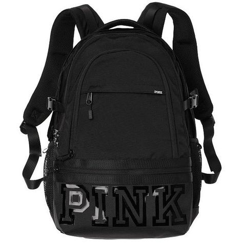 Amazon.com | Victorias Secret Pink Campus Backpack Solid Black Logo |... ($90) ❤ liked on Polyvore featuring bags, backpacks, pink backpack, day pack backpack, daypack bag, logo bags and rucksack bag Vs Pink Backpack, Pink Backpacks, Cute Backpacks For School, Pink Backpack Victoria Secret, Volleyball Clothes, Victoria Secret Backpack, 17 Birthday, Pink Campus, School Goals