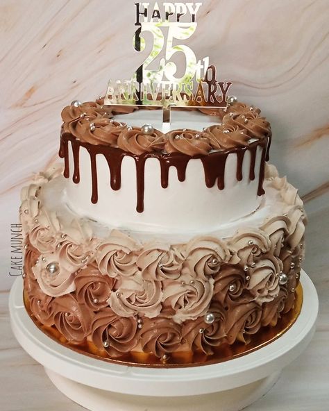 2 Tier Chocolate Birthday Cake, 3 Tier Chocolate Birthday Cake, 2 Tier Anniversary Cake Design, Chocolate Cake Two Tier, 2 Tier Chocolate Cake Design, 25 Anniversary Cake Designs, Anniversary Cake Designs 2 Tier, 2kg Cake Design For Birthday, Two Tier Cake Designs Simple