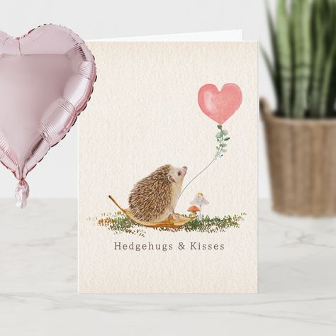 Thank you, hello, or I love you, custom greeting cards are thoughtful gifts that are always the perfect way to express yourself. Cottagecore woodland themed valentine featuring illustration of mushrooms, hedgehog, and pink heart shaped balloon. #valentine #pun #classroom valentine #school valentine #kids valentine #heart #cute valentine #mushroom #hedgehog #hugs and kisses Mushroom Valentine, Hedgehog Mushroom, Kiss Pink, Valentine Postcards, Hugs Kisses, Valentines School, Valentine Photo, Pink Photo, Green Heart