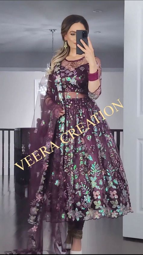 Net Gown Designs Latest, Full Flared Anarkali, Net Gown Designs, Indian Long Gowns, Flair Gown, Flared Anarkali, Net Gown, Net Gowns, Butterfly Net