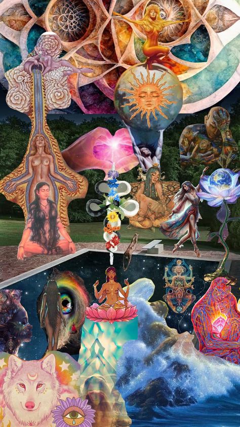 #spiritual #spiritualart #art Spiritual Art Soul Pictures, Grunge Spiritual Aesthetic, All Religions In One Picture, Higher Self Art Spiritual, Esoteric Art Spiritual, All Religions Are One, Spiritualist Art, Spiritual Awakening Art, Esoteric Aesthetic