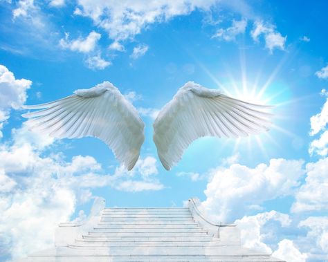 Heaven Background, Wings Diy, Stairs To Heaven, Angel Wings Design, Archangel Gabriel, Wings Design, Create Digital Product, Artwork Images, Stairway To Heaven