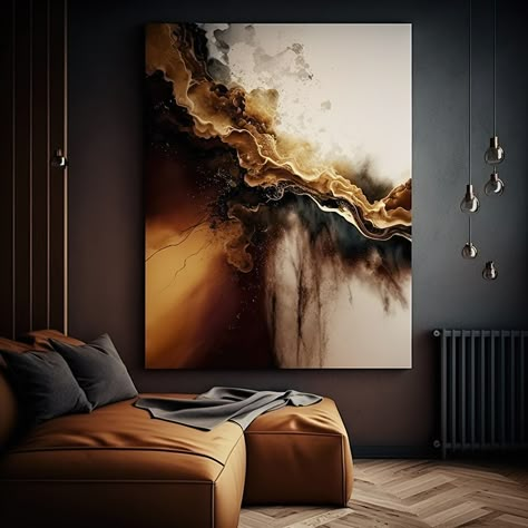 Introducing the Earthy Abstract Canvas Wall Art - a stunning piece of home decor that brings a touch of the desert into your living space. With its speckled texture and earthy tones, this wall art creates a warm and inviting atmosphere that's perfect for any room. This high-quality wall art is more than just a beautiful decoration - it's a piece of craftsmanship. The canvas is made from a durable blend of cotton and polyester, and it features a special proprietary coating that protects your prin Earth Tone Walls Living Room, Masculine Modern Living Room, Earth Tone Paintings, Dark Earthy Living Room, Mexico Villa, Speckled Texture, Earthy Decor, Feature Wall Living Room, Abstract Home Decor