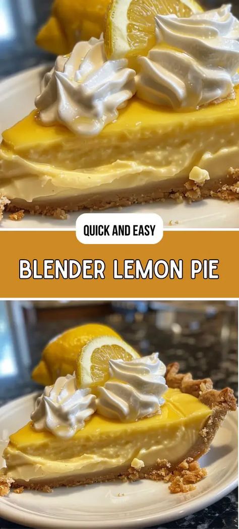 Blender Lemon Pie Recipe Lemon Custard Pie, Lemon Pie Recipe, Creamy Pie, Icebox Cake Recipes, Chocolate Poke Cake, Lemon Custard, Sunny Summer Day, Poke Cake Recipes, Lemon Butter Sauce