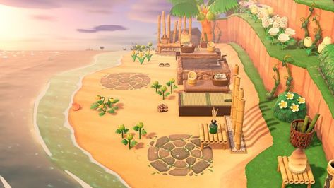 Acnh Beach, Beach Spa, Animal Crossing Wild World, Beach Inspired, Animal Crossing, Siding, Spa, Animals