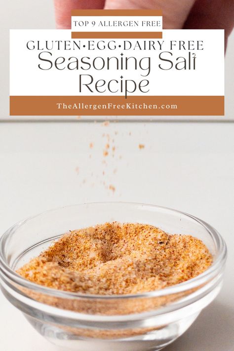 This gluten free seasoning salt recipe is the perfect addition to any spice drawer. It will add flavour that is top 8 allergen free to any dish. Super easy to make and a great way to cut grocery costs by using spices that are common in most houses. Seasoning Salt Recipe, Dried Lemon Zest, Gluten Free Sauces, Allergen Free Recipes, Meat Rubs, Roasted Potato Recipes, Seasoning Salt, Spice Drawer, Dried Lemon