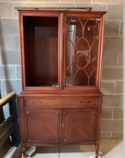 Painted China Cabinet Ideas, Dining Room Hutch Makeover, Refinished China Cabinet, China Cabinet Makeovers, Small China Cabinet, Cherry China Cabinet, Cabinet Upcycle, Glass China Cabinet, Antique China Cabinet