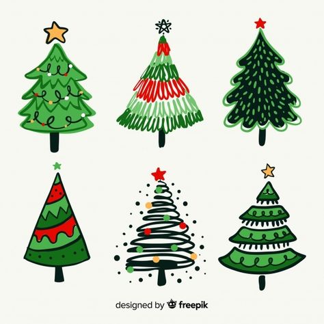 Christmas trees set Free Vector | Free Vector #Freepik #freevector #christmas #christmas-tree #tree #merry-christmas Christmas Tree Illustration, Xmas Vibes, Christmas Tree Drawing, Tree Doodle, Christmas Tattoo, Christmas Tree Collection, Christmas Tree Clipart, Minimalist Christmas Tree, Christmas Tree Art