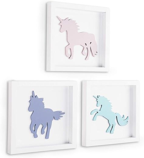 Amazon.com: TideAndTales Unicorn Wall Decor (Set of 3) 3D Framed Unicorn Bedroom Decor for Girls, Pastel Girls Room Decor, White Wood Nursery Decorations Wall Art, Unicorn Gifts for Girls : Home & Kitchen Pastel Girls Room, Rainbow Girls Room, Unicorn Bedroom Decor, Unicorn Wall Decor, Unicorn Room Decor, Unicorn Room, Unicorn Bedroom, Nursery Decorations, Unicorn Nursery