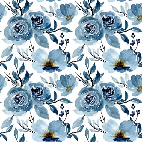 Printed Paper Pattern, Flower Print Pattern, Indigo Floral, Pink Wallpaper Girly, Transfer Sheets, Flowery Wallpaper, Blue Aesthetic Pastel, Watercolor Floral Pattern, Flower Watercolor