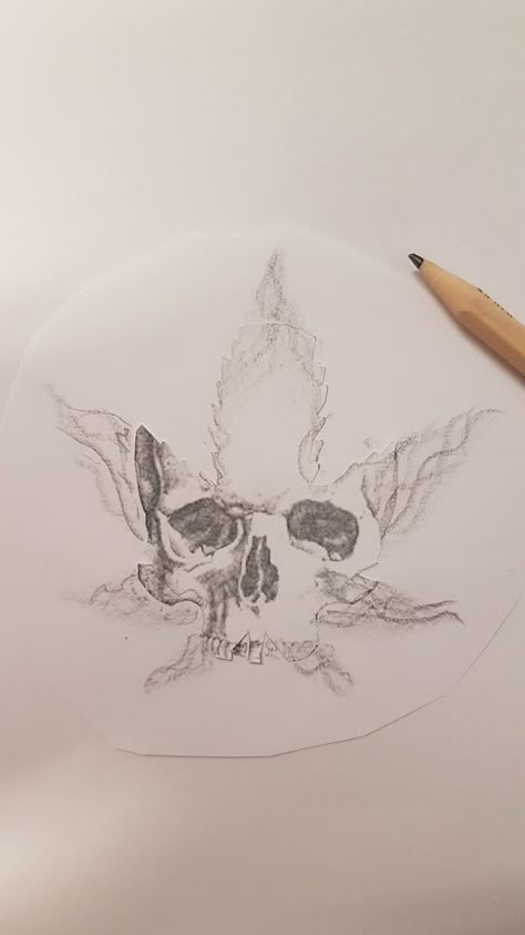 Skull With Flames Drawing, Pot Leaves Drawing, Hemp Tattoo, Pot Leaf Drawing, Weeds Drawing Sketches, Animal Skull Drawing, Creepy Sketches, Easy Graffiti Drawings, Eagle Silhouette