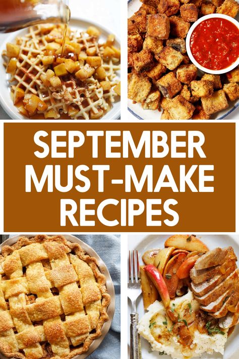 September is here, which means it's unofficially fall, and we're all getting into all the cozy cooking and baking while still being able to enjoy a lot of fresh produce. Here is a seasonal list of What to Cook in September! What To Cook In September, Fall Baking List, September Baking, Healthy Apple Pie Filling, Kitchen Website, Easy Black Bean Soup, Braised Kale, Lexi's Clean Kitchen, Apple Pork Chops