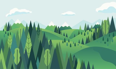 Hillside Landscaping Drawing, Hill Illustration, Environment Poster, Hill Landscape, Vector Landscape, Boat Illustration, Tree Mural, Forest Scenery, Hillside Landscaping