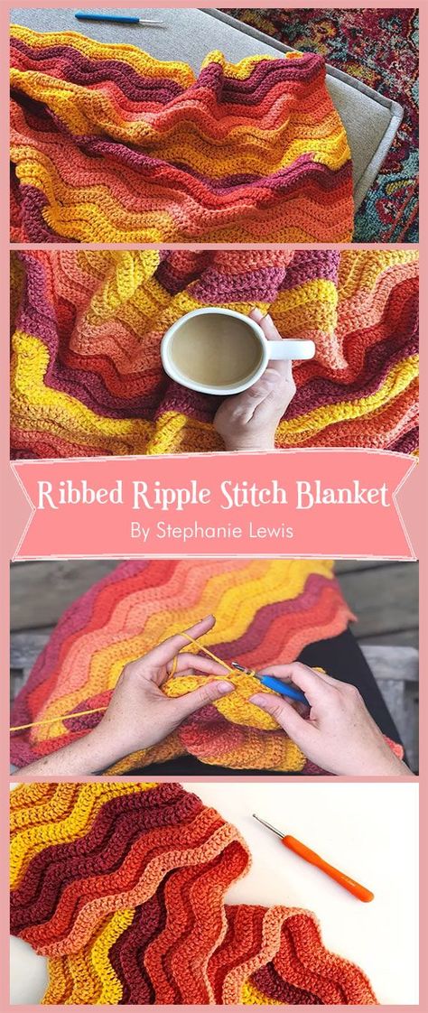 Ribbed Ripple Crochet Pattern, Crochet Round Ripple Blanket Pattern, Ripple Crochet Pattern Free, Ripple Stitch Blanket, Crochet Ripple Stitch, Ripple Stitch Crochet, Crochet Quilts, Crochet Ripple Afghan Pattern, Ripple Afghan Pattern