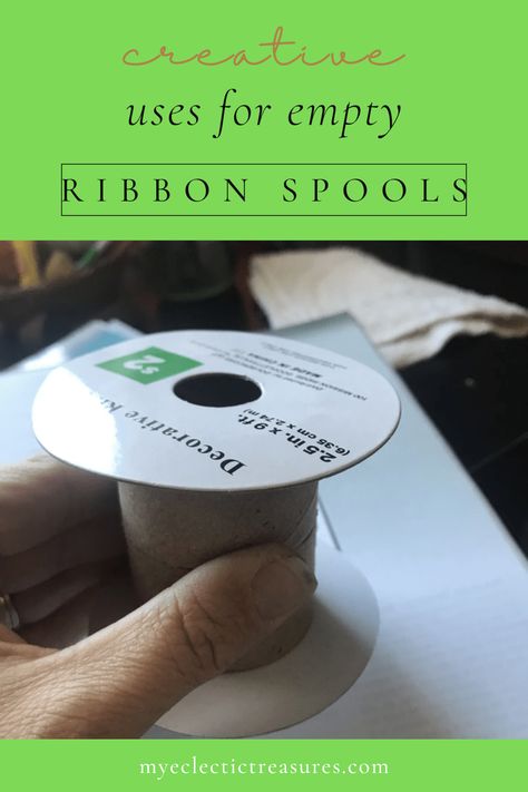 Diy Ribbon Spool Holder, Ribbon Spools Repurpose, Uses For Ribbon Scraps, Empty Ribbon Spool Crafts, Repurpose Curtain Rings Ideas, Ribbon Spool Crafts, Thread Spools Repurposed, Thread Spool Crafts, Cotton Reel Craft