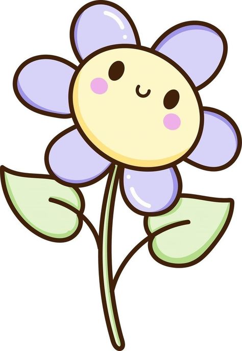 Cute Flower Drawing, Easy Art For Kids, Preppy Stickers, Fairy Artwork, Kawaii Doodles, Baby Scrapbook, Cartoon Clip Art, Kawaii Drawings, Cute Images