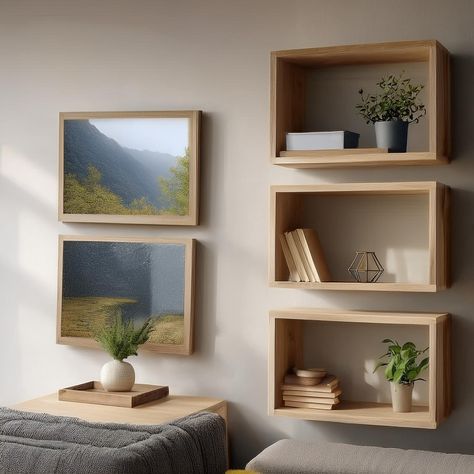 Rectangular Wall Shelves - 50x35 cm, 18 cm Depth each shelf Upgrade your home decor with these sleek and functional rectangular wall shelves, perfect for any room in your house or office. Each shelf measures 50x35 cm with a depth of 18 cm, providing ample space for organizing and displaying your belongings. Made from high-quality melamine wood, these shelves offer durability and a smooth finish that's easy to clean and maintain, ensuring long-lasting performance and elegance. These shelves are i Floating Shelf Design, Wall Book Shelves, Long Floating Shelf, Bookshelf Wall Mounted, Book Shelf Wall, Floating Book Shelves, Bookshelf Floating, Modern Wall Shelves, Bookshelves Wall