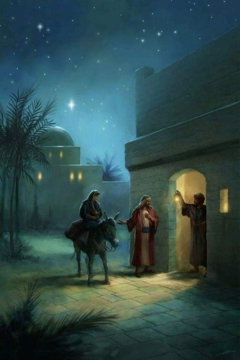 No Room At The Inn, Nativity Scene Pictures, Winter Paintings, Old Time Christmas, Jesus Birthday, Jesus Artwork, Short Prayers, Pictures Of Christ, Jesus Wallpaper