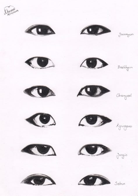 EXO-K Eyes How To Draw Japanese Eyes, Japanese Eyes Drawing, Japanese Eyes, Draw Human, Human Eyes, Eye Sketch, Types Of Eyes, Figure Drawing Reference, Exo K