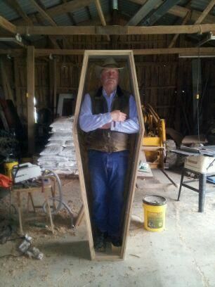 As promised, my Grandpa posing in the coffin he is making for himself. (via #spinpicks) In A Coffin Pose, Coffin Pose Reference Drawing, Laying In Coffin Pose Reference, Coffin Pose, Person In Coffin, Vampire In Coffin, Vampire Coffin, Pallet Ideas, A Place