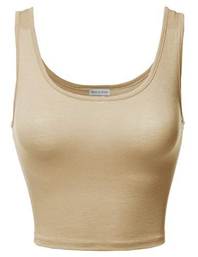 Thick Strap Tank Top, Tan Tank Top, Cream Crop Top, Best Tank Tops, Tan Top, Crop Top Casual, Spaghetti Strap Tank Top, High Neck Tank, Crop Tank Top