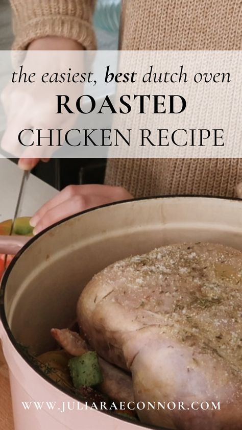 dutch oven roasted chicken and vegetables recipe Roasted Chicken Whole Dutch Oven, Roasted Chicken In Dutch Oven, Roasted Chicken Gravy Recipe, Oven Roasted Chicken And Vegetables, Dutch Oven Roasted Chicken, Dutch Oven Whole Chicken, Dutch Oven Chicken Breast, Slow Roast Chicken, Whole Chicken Recipes Oven