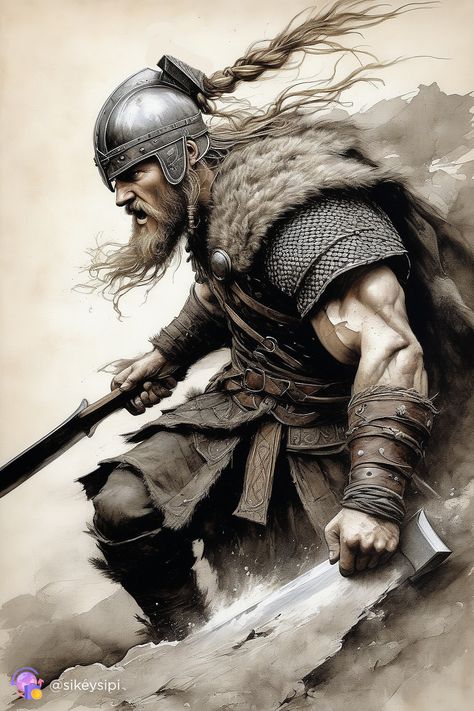 Explore the ancient strength of Norse warriors through this stunning depiction. The intricate tattoos and fierce demeanor bring the legendary figures of Viking lore to life. Ideal for those passionate about history and mythology. #NorseStrength #VikingWarrior #MythicalFigures Viking Warrior Art, Cartoon Viking, Viking Warrior Men, Norse Warrior, Viking Warrior Tattoos, Arte Viking, Viking Quotes, Viking Warriors, Vikings Ragnar