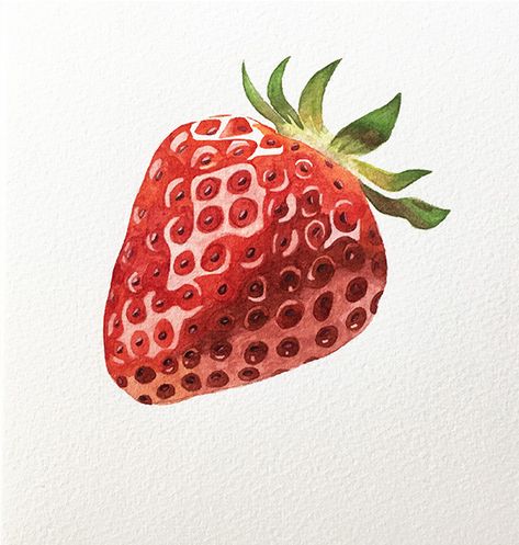 Strawberry Painting, Watercolor Food Illustration, Watercolor Food, Custom Tattoo Design, How To Paint, Pencil Drawing, Design Store, Tattoo Design, Watercolor Painting