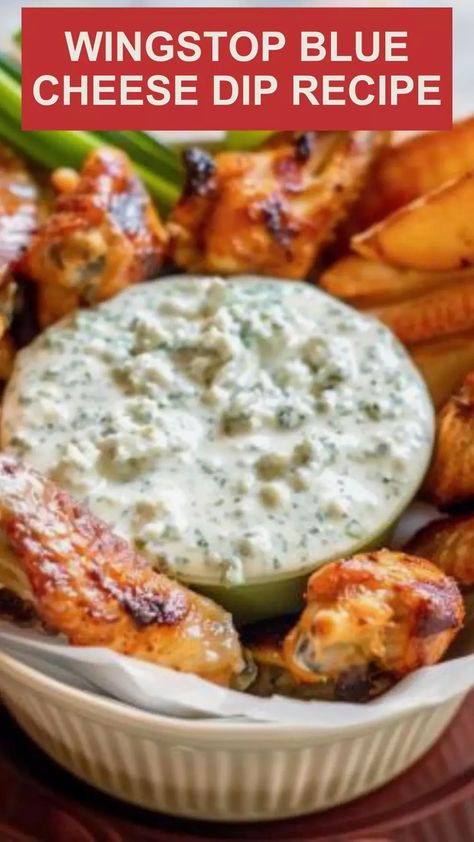 Explore how to make a homemade version of Wingstop's famous blue cheese dip, perfect for pairing with your favorite wings or veggies. Wingstop Blue Cheese Recipe, Wingstop Recipes, Homemade Wingstop, Blue Cheese Dip Recipe, Homemade Blue Cheese, Blue Cheese Recipes, Cheese Dip Recipe, Blue Cheese Dip, Cheese Dip Recipes