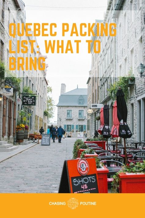 Quebec Packing List: What to Bring | Chasing Poutine Quebec Fall Outfit, What To Wear In Quebec City In Fall, City Fall Outfits, Quebec Province, Quebec City Winter, Carry On Packing, Things To Do Alone, Road Trip Packing, Packing Guide