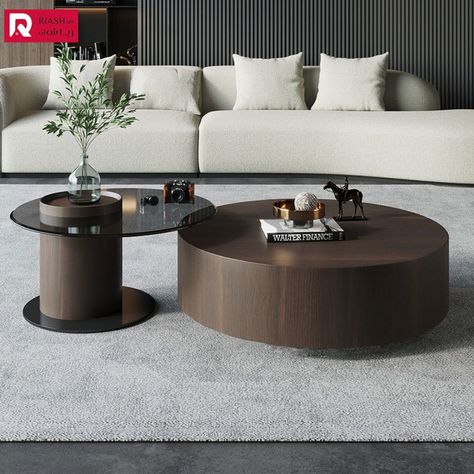 Round Side Table Bedroom, Round Wooden Coffee Table, Round Wood Side Table, Modern Wood Coffee Table, Living Room Center, Luxury Living Room Decor, Round Coffee Table Modern, Grey Coffee, Luxury Coffee Table