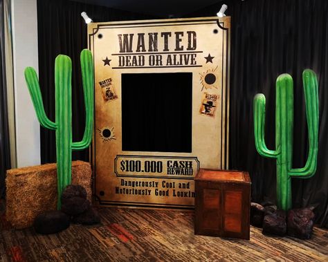 Western Photo Prop Ideas, Western Props Wild West, Western Theme Stage Decor, Western Themed Homecoming, Wanted Signs Western, Cowboy Theme Party For Adults Backdrop, Western Theme Dance Decor, Western Party Decorations Cowboy Theme, Cowboy Event Decor