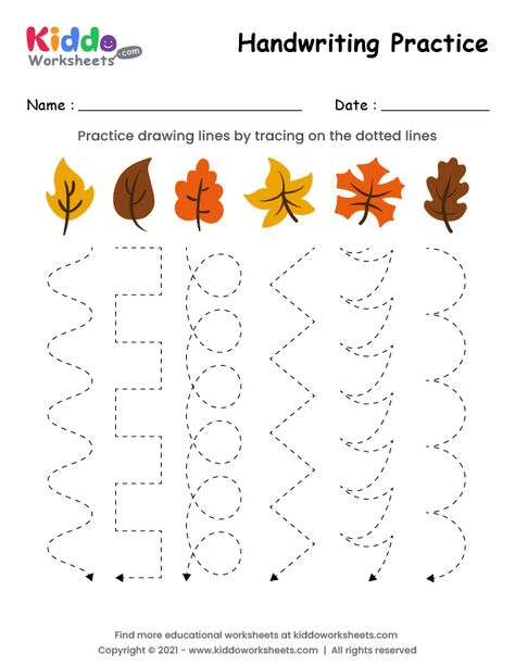 In this free printable Tracing Lines worksheet students have to practice drawing Leaves by tracing on the dotted lines. This worksheet help your kids to develop their fine motor skills and and writing skills. Thanksgiving Tracing Worksheets, Prewriting Lines Free Printables, Kids Tracing Worksheets, Pre K Worksheets Free Printables Fun, Shape Tracing Printables Free, Holiday Homework Ideas For Kids, Tracing Worksheets Preschool Free Printable, Pre Writing Worksheets Free, Tracing Lines Preschool Free Printable