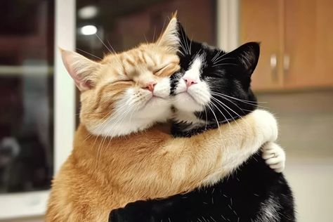 Cat Keeps Hugging Friend Before Being Put To Sleep – The reason behind it will make you go pale! - Happy in Shape Best Friends Hugging, Hug Friends, Hug Meme, Hugging Cats, Cats Hugging, Best Friend Hug, Cat Hugging, Cats Cuddling, Animal Hugs