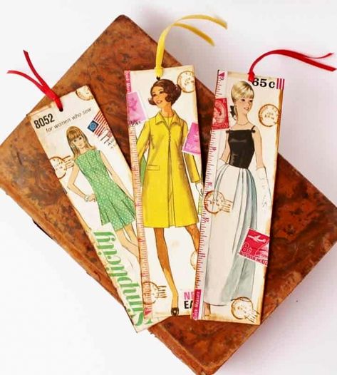 Vintage sewing pattern bookmarks by Adirondack Girl at Heart, featured on DIY Salvaged Junk Projects 520, at Funky Junk! Vintage Bookmarks, Book Craft, Recycled Book, Sew Simple, Diy Bookmarks, Book Markers, How To Make Bookmarks, Funky Junk, Bookmarks Handmade