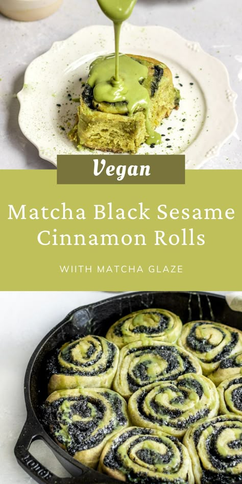 Matcha Icing, Sesame Dessert, Matcha Black Sesame, Black Sesame Dessert, Matcha Bread, Thanksgiving Dinner Ideas, Matcha Dessert, Matcha Recipe, Desserts Vegan