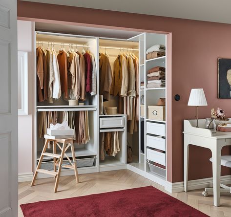 PAX Corner wardrobe - white - IKEA Ikea Pax Corner Wardrobe, Pax Corner Wardrobe, Dressing Ikea, Pax Planner, Ikea Pax Closet, Pax Closet, Closet Organized, Pax System, Armoire D'angle