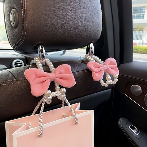 2-Pack Plastic Car Seat Back Hooks, Cute Butterfly Bow Storage and Decorative Items, Multi-Functional Rear Seat Organizers for Vehicle Interior Accessories https://share.temu.com/fIfEWCvQqjA via @shoptemu Girl Car Interior Decor, Girl Car Interior, Car Accessories For Girls Interior, Car Accessories List, Coquette Car, Pearl Hanger, Bow Storage, Pink Car Accessories, Girly Vibes