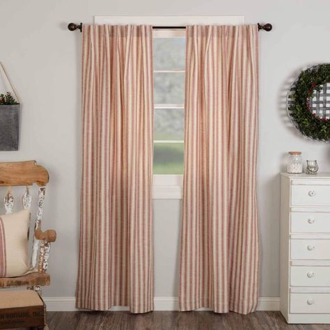 Ticking Stripe Curtains, Drape Curtains, Small Hanging Lights, Contemporary Windows, Striped Curtains, Country Curtains, Red Curtains, Cafe Curtains, Natural Cream