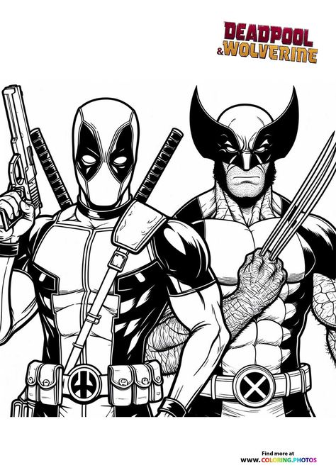 Marvel Avengers Coloring Pages, Deadpool And Wolverine Coloring Pages, Deadpool And Wolverine Drawing, Wolverine Painting, Wolverine Coloring Pages, Spider Man Coloring Pages, Marvel Coloring Pages, Deadpool Coloring Pages, Wolverine And Deadpool