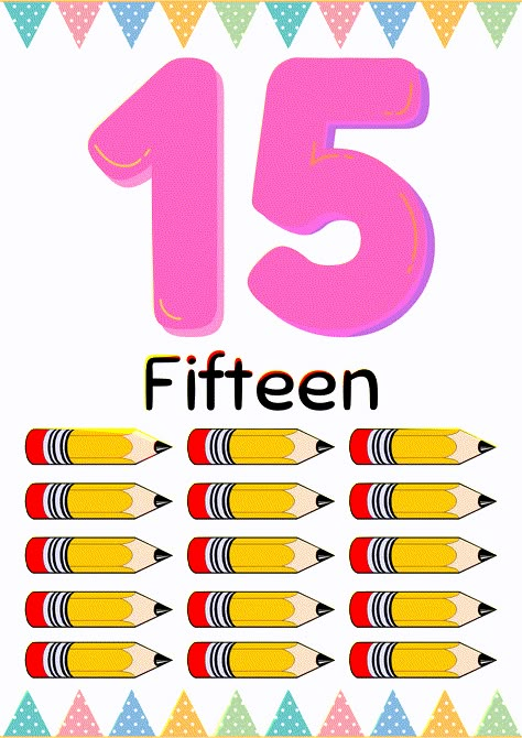 Free Number 15 Flashcard PDF Printable Flashcards For Kindergarten, Kindergarten Math Addition, Pig Coloring Pages, Flashcards For Toddlers, Number Flashcards, Peppa Pig Coloring Pages, Teaching Numbers, Sequencing Activities, Number 15