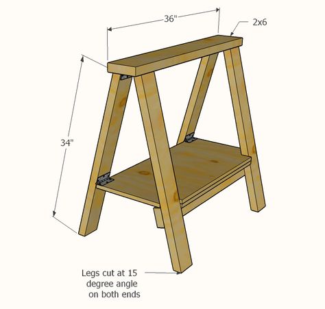 Sawhorse Plans, Wooden Furniture Plans, Folding Sawhorse, 2x4 Wood Projects, Portable Workbench, Saw Horse, Plywood Shelves, Workbench Plans, Woodworking Jigs