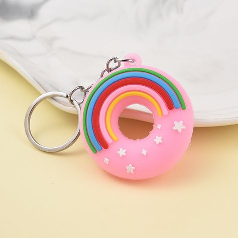 Donut Keychain, Rainbow Donut, Marketing Gift, Rainbow Keychain, Kawaii Design, Food Dessert, Bags Logo, Diy Keychain, Luxury Store