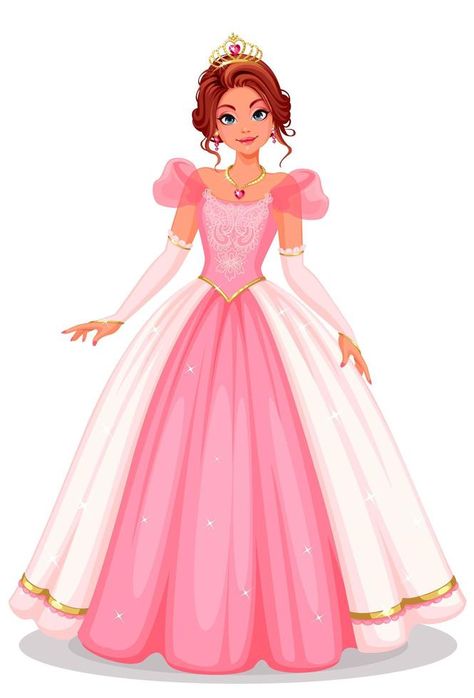 hermosa princesa de pie en un hermoso vestido largo rosa Princess Dress Pink, Dress Vector, Disney Princess Cartoons, Disney Princess Outfits, Vestidos Color Rosa, Pink Long Dress, Disney Princess Dresses, Beautiful Princess, Princess Cartoon