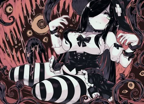 The Crawling City, Crawling City, Anime Character Design, Aesthetic Anime, Art Girl, Anime Drawings, Happy Halloween, Cute Drawings, Digital Artist