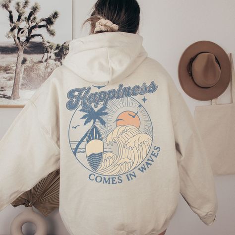 Surfer Hoodie, Beach Aesthetic Outfits, Beach Nights, Happiness Comes In Waves, Hoodie Outfit Men, Sunset Waves, Surfer Boys, Palm Tree Design, Ride The Wave