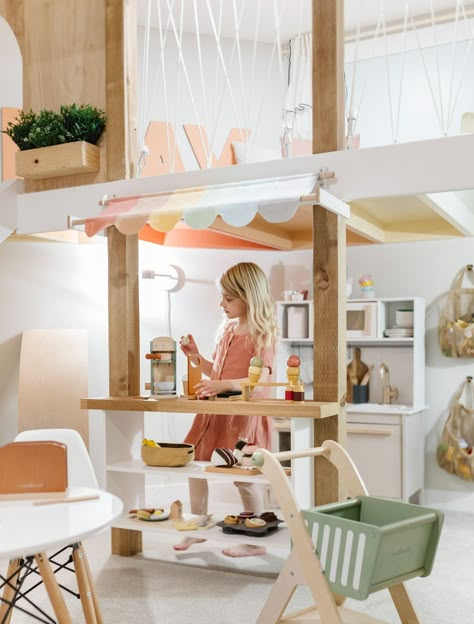 diy indoor treehouse playroom design with Coco Village — emelbe design Diy Indoor Loft Playhouse, Tree House Playroom, Diy Playhouse Indoor, Treehouse Playroom, Diy Indoor Playhouse, Kids Playhouse Indoor, Indoor Treehouse, Playhouse Indoor, Coco Village