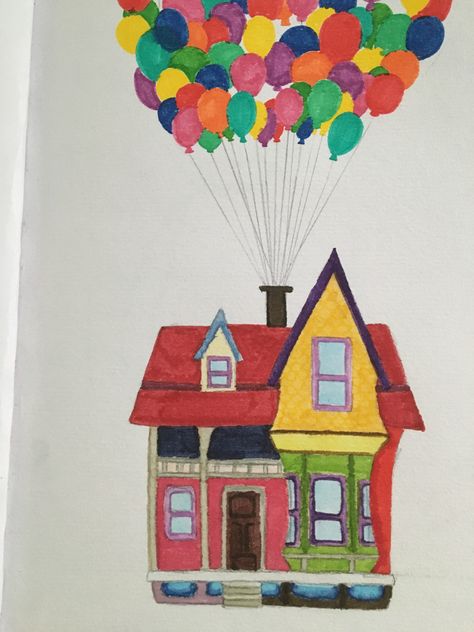 Oben Disney fliegendes Haus mit Luftballons zeichnen Balloons Drawing, Flying House, Amelie, Art Inspo, Balloons, Bullet Journal, Film, Disney, Stone