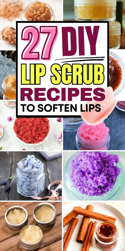 Diy Scrub Bars, Lip Scrub Diy Recipes, Easy Diy Lip Scrub, Diy Lip Scrubs, Diy Syrup, Scrub Recipe Diy, Diy Lip Scrub, Natural Lip Scrub, Diy Lip Balm Recipes