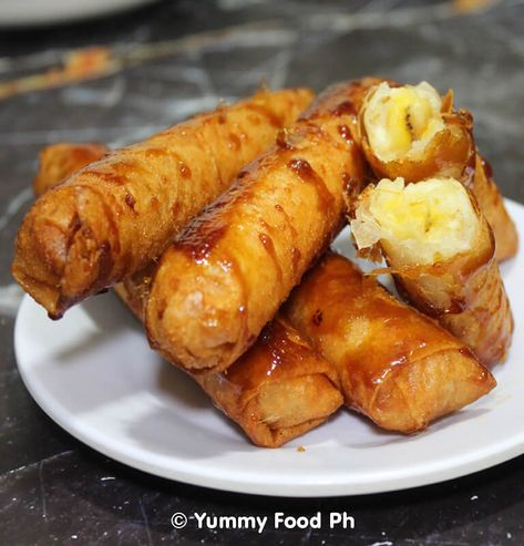 Banana Turon Recipe Crispy Banana Rolls - Banana Turon, Turon Recipe, Banana Rolls, Filipino Snacks, Banana Roll, Kid Desserts, Banana Slice, Banana Recipes, Cooking Together